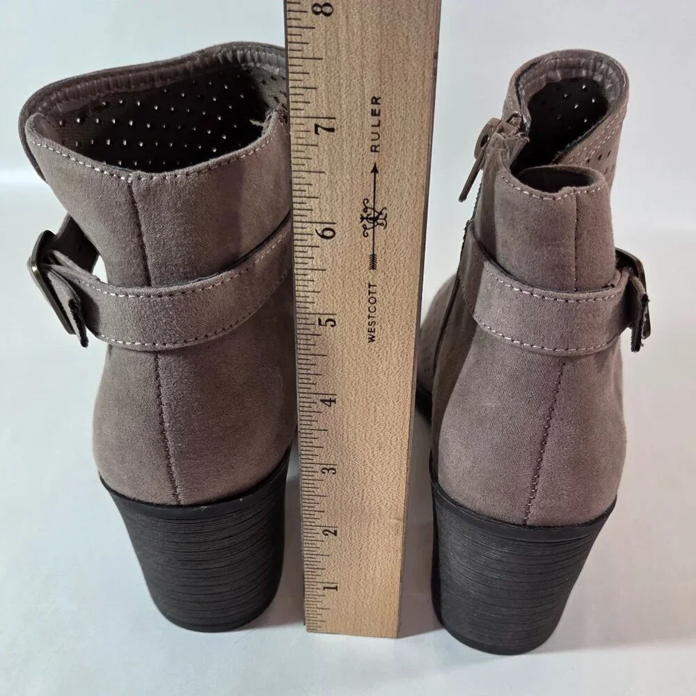 Bamboo Brown Faux Suede Booties Size 8